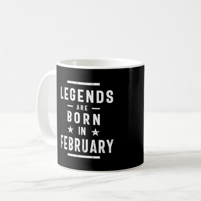 I februari födelsedag föds gåvlegender kaffemugg (Framsida vänster)