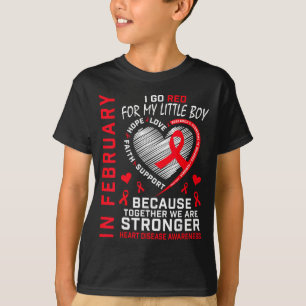 I februari går jag i rött lille pojken son hjärtsj t shirt