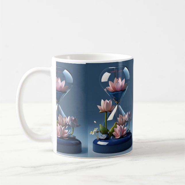 I finare trycktes lyxblommor blå mugg. kaffemugg (Vänster)