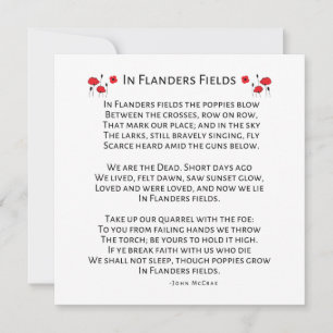 I Flanders Fält, Poppies Blow John McCrae Julkort