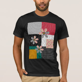I flerfärgade färger lapptäcke rustikt mönster t shirt