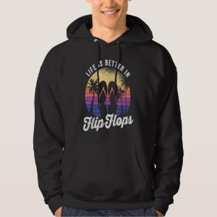 i flip flops för en retro strandsemester hoodie