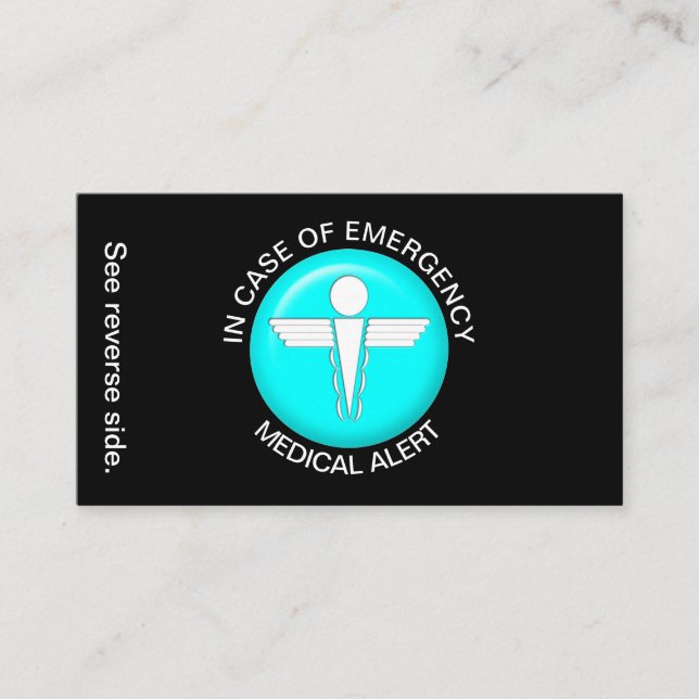 I FODRAL AV AKUTETS medicinska varningskort Visitkort (Framsida)