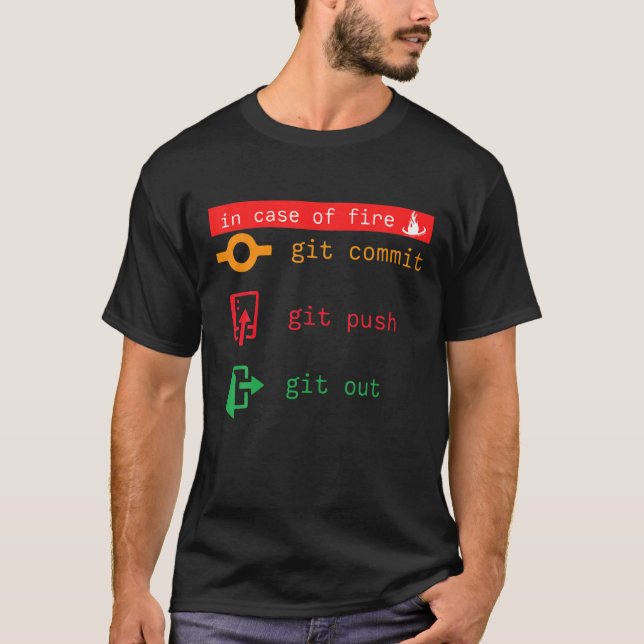 I Fodral av Fire Git Commit Git Push Git Out T Shirt (Framsida)