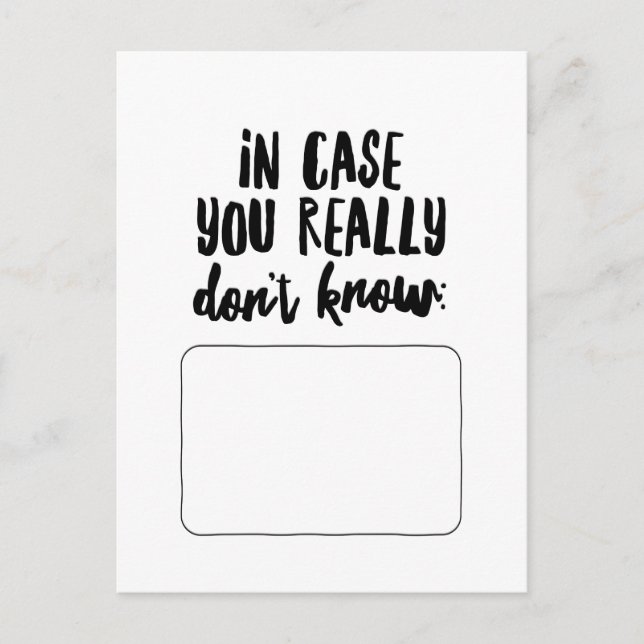 I Fodral vet du inte.. Verkligen.. Vykort (Framsida)