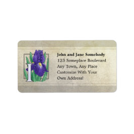 I för Iris Flower Monogram Adressetikett
