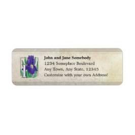 I för Iris Flower Monogram Returadress Etikett