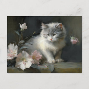 I företaget Flowers Grått and White Kitten Vykort