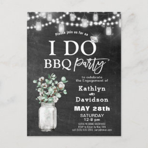 I Förlovning Eucalyptus Blommigt Chalkboard BBQ Inbjudan Vykort