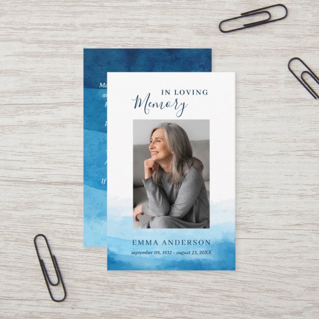 I foto-blått parkeringskort för lyft-minne visitkort (Fram/Back In Situ)