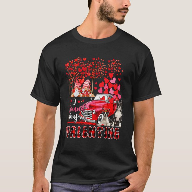I Found Valentine Two Cute Boston Terriers Couple  T Shirt (Framsida)