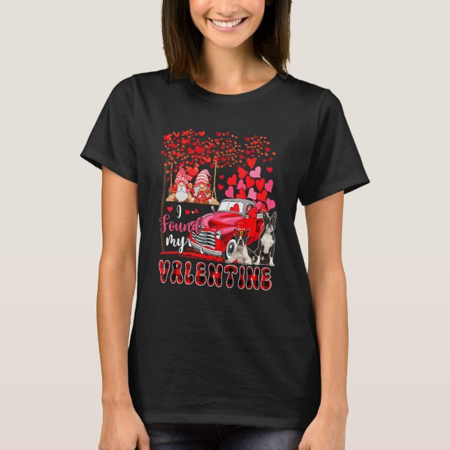 I Found Valentine Two Cute Boston Terriers Couple  T Shirt (Framsida)