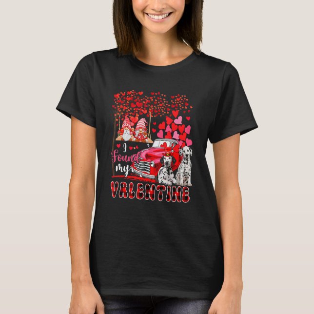 I Found Valentine Two Cute Dalmatians Couple Gnome T Shirt (Framsida)