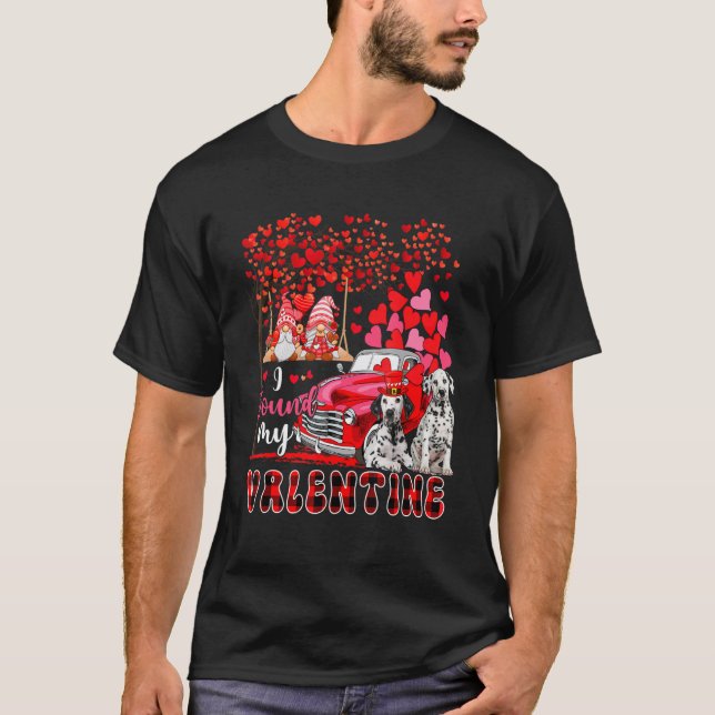 I Found Valentine Two Cute Dalmatians Couple Gnome T Shirt (Framsida)