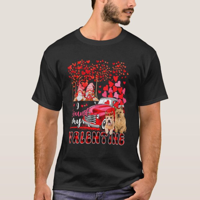I Found Valentine Two Cute Norwich Terriers Gnomes T Shirt (Framsida)