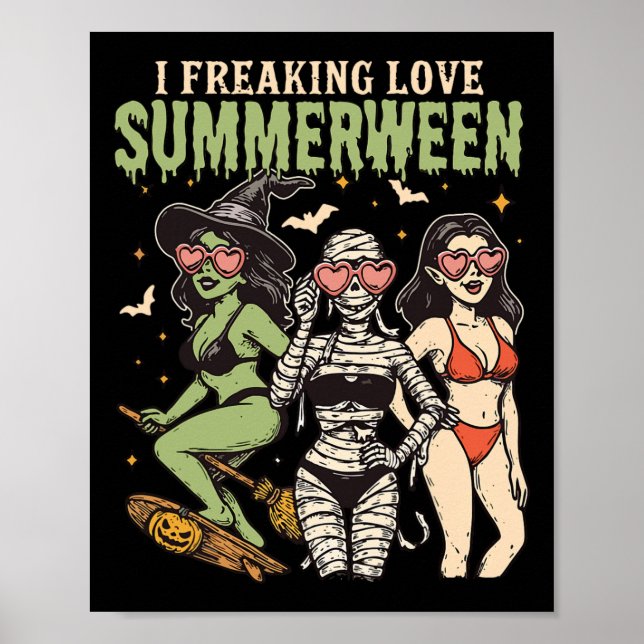 I Freaking Kärlek Summerween Funny Halloween Women Poster (Framsidan)