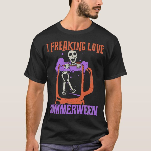 I Freaking Love Summerween Funny Skeleton T Shirt (Framsida)