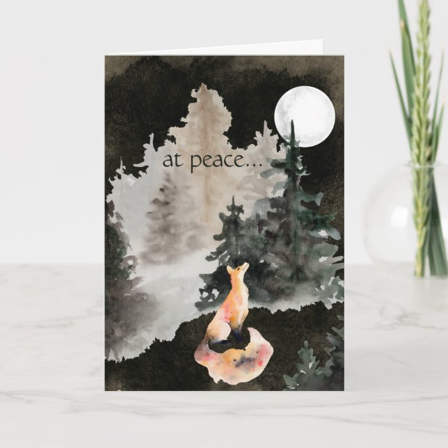 i fred ~ Fox och Full Moon Woodland Kort (Framsida)