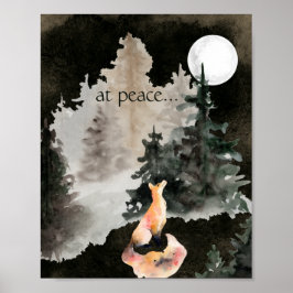 i fred ~ Fox och Full Moon Woodland Poster