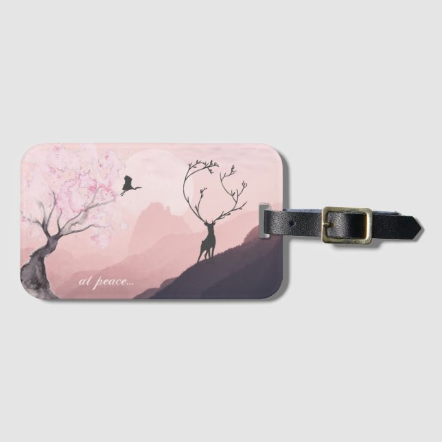 i fred, Rosa Sunrise Vår Mountain Scene Japan Bagagebricka (Framsida horisontal)