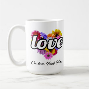 I full blom - Kärlek med hjärtformad bukett Kaffemugg