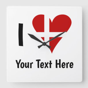 I (Funky Hjärtformade danska Flagga) Er text Fyrkantig Klocka
