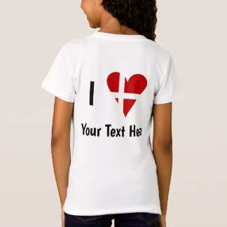 I (Funky Hjärtformade danska Flagga) Er text T Shirt