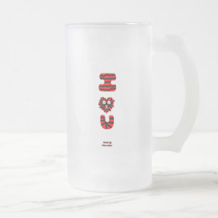 I Fuzzy U Large Frosted Glass Mugg