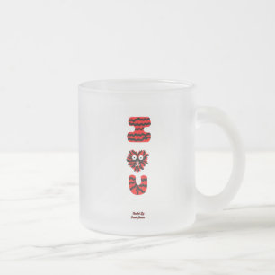I Fuzzy U Small Frosted Glass Mugg