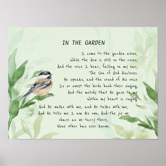 I Garden Comforting Hymn Garden Bird Art Post Poster (Framsidan)
