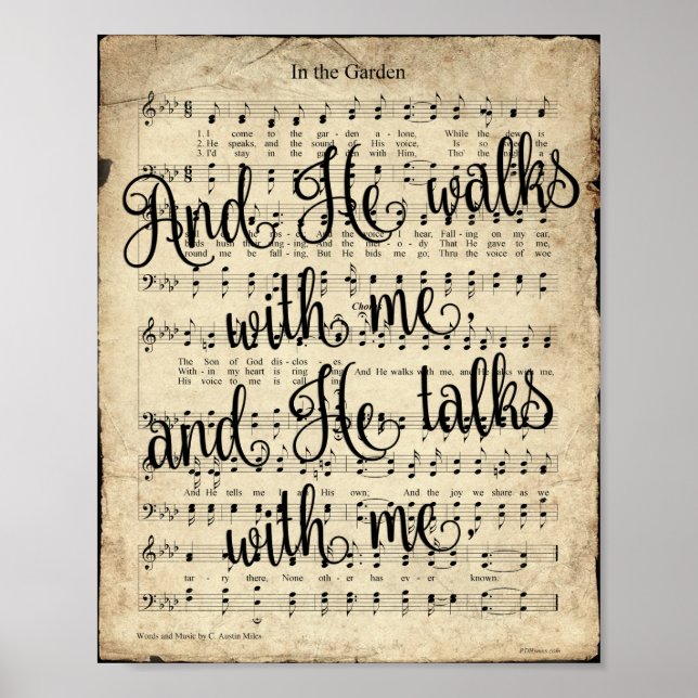 I Garden Vintage Scripted Hymn Poster (Framsidan)