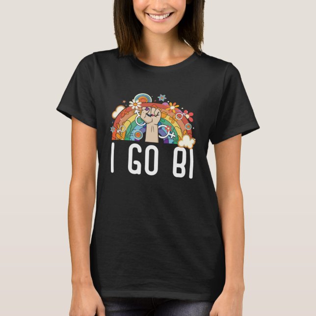 I Go Bi Bisexual Rainbow Pride March Bisexuality L T Shirt (Framsida)