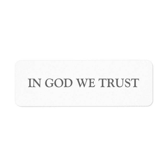 I GOD FÖRTROENDE. RETURADRESS ETIKETT (Framsidan)