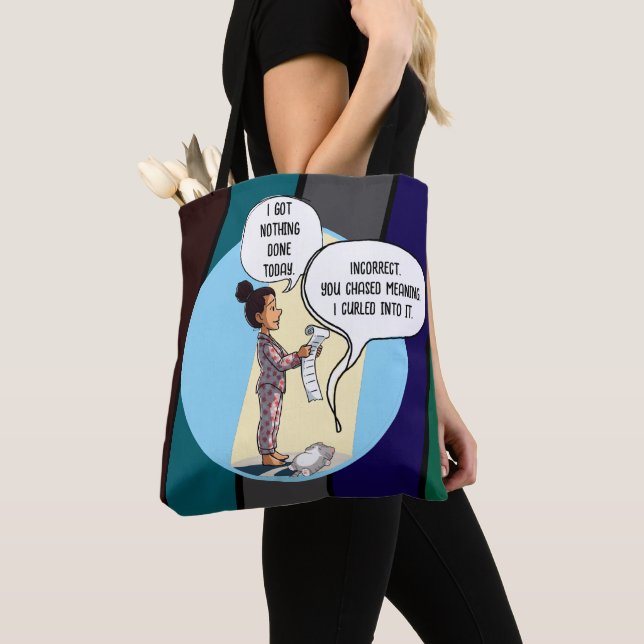 I Got Nothing Done Today Cat Humor Tygkasse (Närbild)