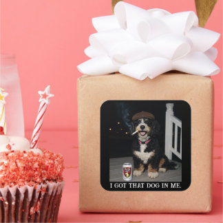 I Got That Dog In Me, Funny Bernedoodle Meme Fyrkantigt Klistermärke