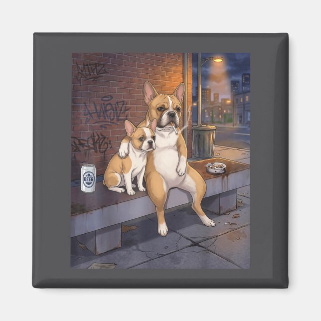 I Got That Dog In Me Funny French Bulldog Smoking  Magnet (Framsidan)
