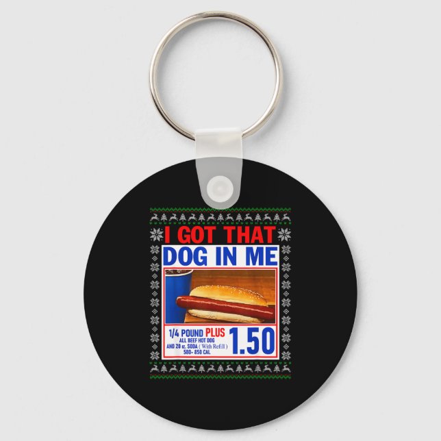 I Got That Dog In Me Funny Hotdog Ugly Christmas S Nyckelring (Framsida)