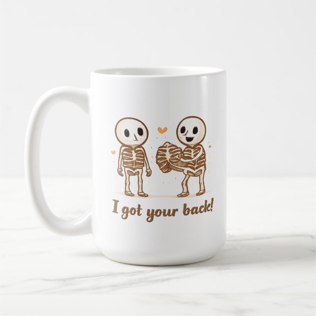 I Got Your Back Cute Skeleton Halloween Quote Kaffemugg (Vänster)