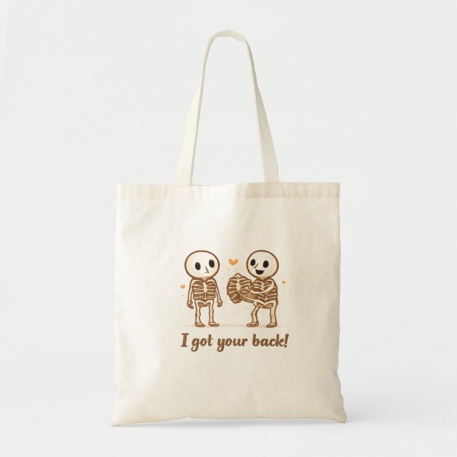 I Got Your Back Cute Skeleton Halloween Quote Tygkasse (Framsidan)