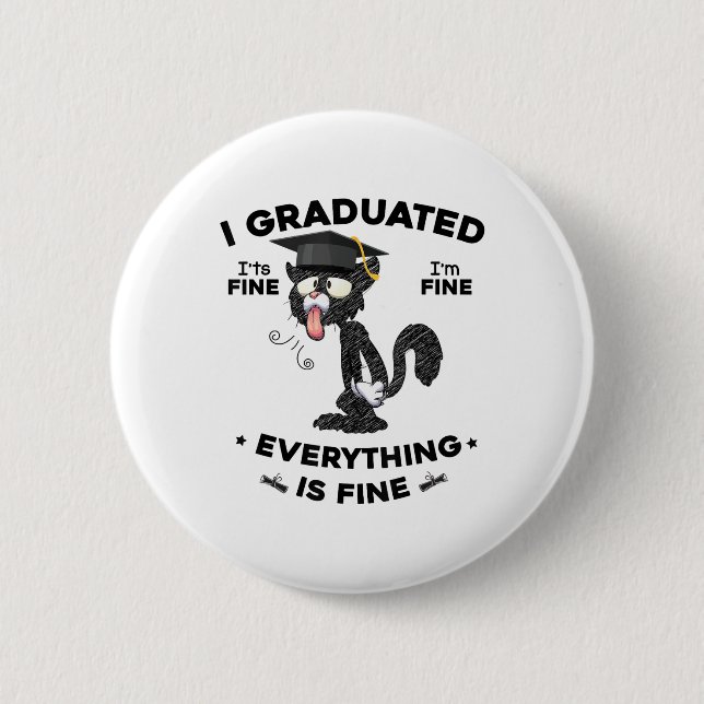 I Graduated Student Cl 2025 Funny Black Cat Gradu Knapp (Framsida)