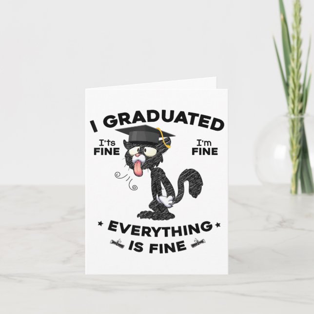 I Graduated Student Cl 2025 Funny Black Cat Gradu Kort (Framsida)
