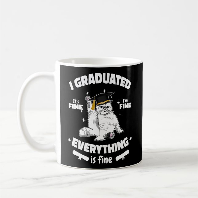 I Graduated Student Class 2023 Black Cat Graduati Kaffemugg (Vänster)