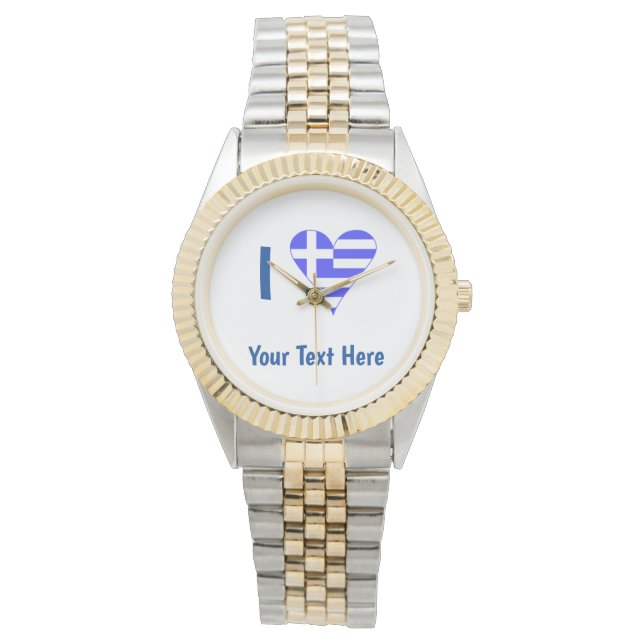 I (Grekisk Funky Heart) Blue Personalization Armbandsur (Framsida)