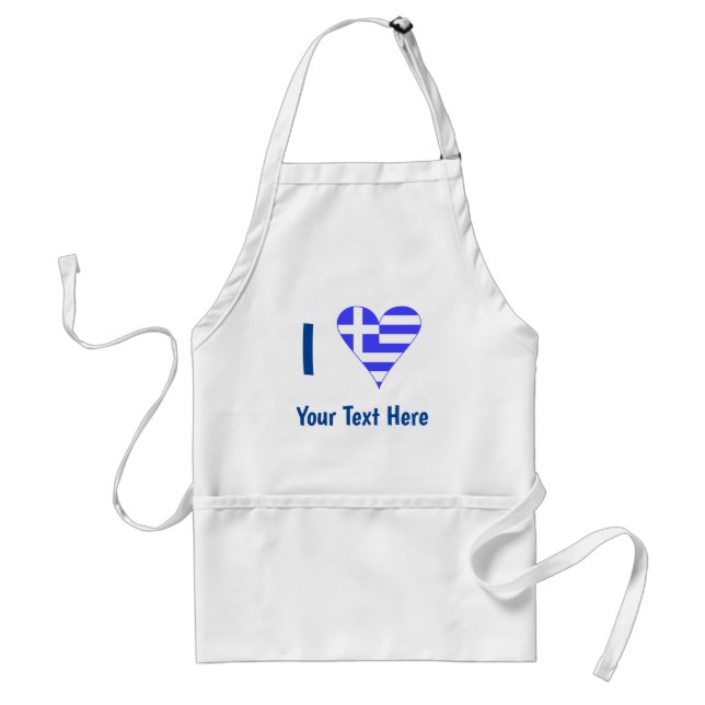 I (Grekiska Flagga Heart) Din text Förkläde (Framsidan)