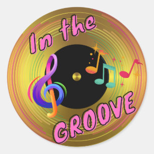 I GROOVE (förnyelse av vinylregister) Runt Klistermärke