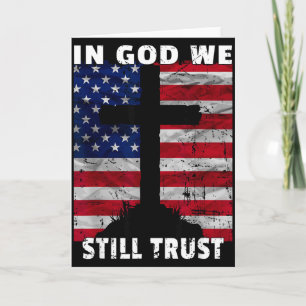 I Gud Litar Vi Fortfarande Amerikansk Flagga Usa 2 Kort