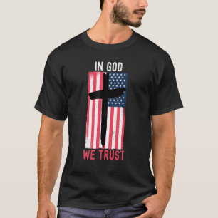 I Gud litar vi på amerikansk Flagga USA Christian  T Shirt