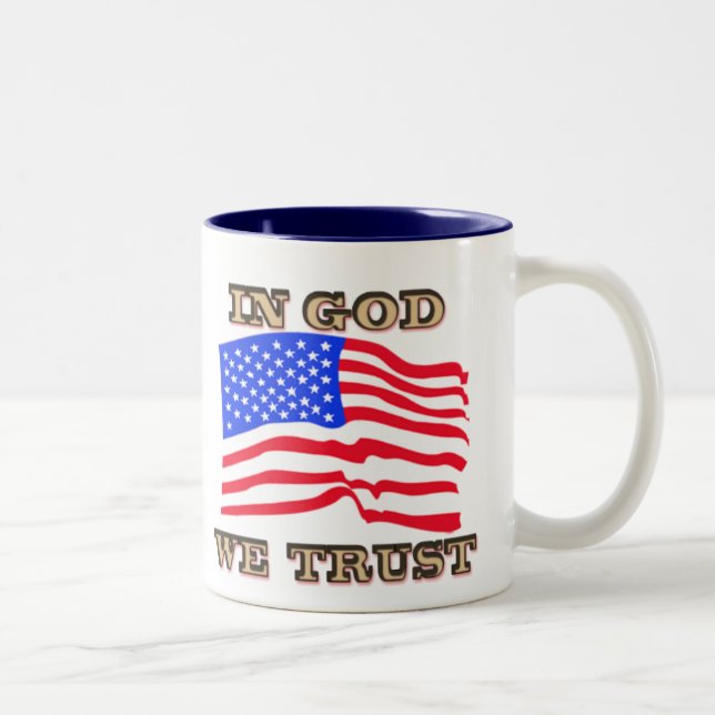I Gud litar vi på amerikanska Flagga Mugg (Höger)