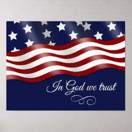 I Gud litar vi på att vi viker Flagga Poster