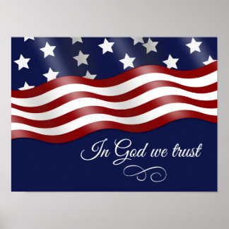 I Gud litar vi på att vi viker Flagga Poster